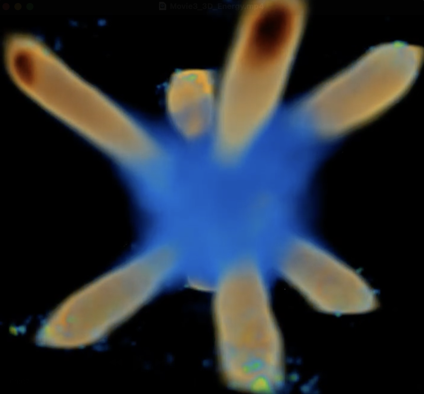 Energy decomposition of a turbulent blob (video)